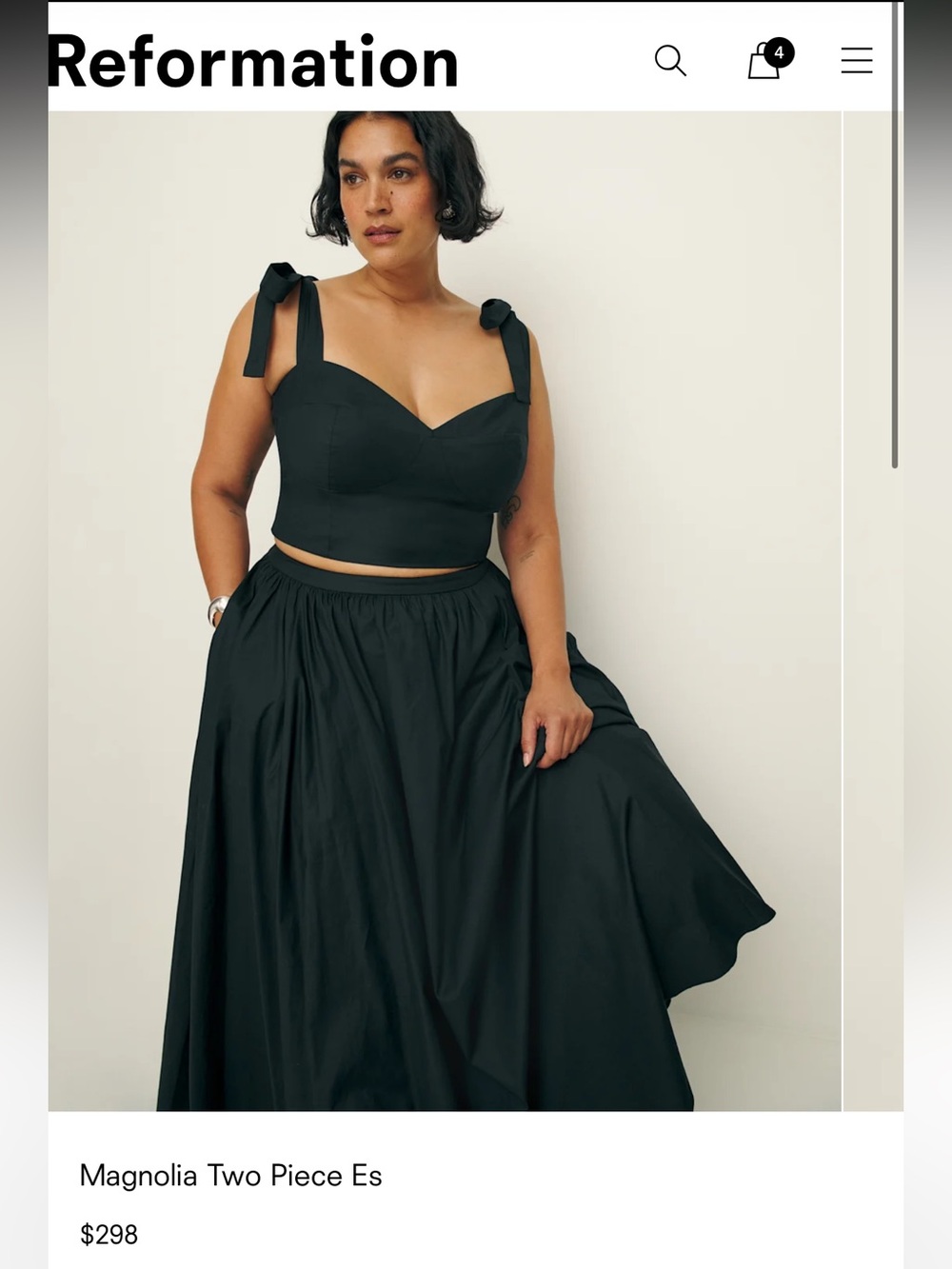 Reformation Magnolia Two Piece Es Black - Size 14 - Kacey Musgraves